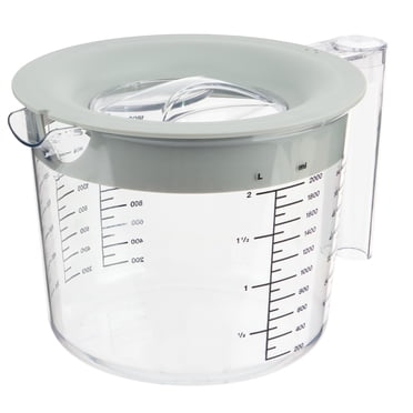 Mainstays 8-Cup Large Clear Plastic Measuring Cup with 3-Position Lid and Easy-Read Measurements, Grey