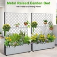 thumbnail image 3 of Edtara Raised Metal Garden Box With Horizontal Grid Trellis, Built-In Privacy Screen and Drainage Holes, Ideal Planter for Outdoor Climbing Flowers, Vegetables and Vines, 3 of 8