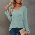thumbnail image 2 of CHUANK Chemise Longue Cache-Ventre Fluide à Col Rond Unie à Manches Longues Hauts Grande Taille pour Femmes Chic Tunique Confortable à Porter avec des Leggings Bleu TTG, 2 of 5