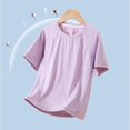 thumbnail image 2 of Zpanxa T-Shirts pour Filles Couleur Unie Respirant Manches Courtes Col Rond Haut de Sport Polyester 5 Ans, 2 of 6