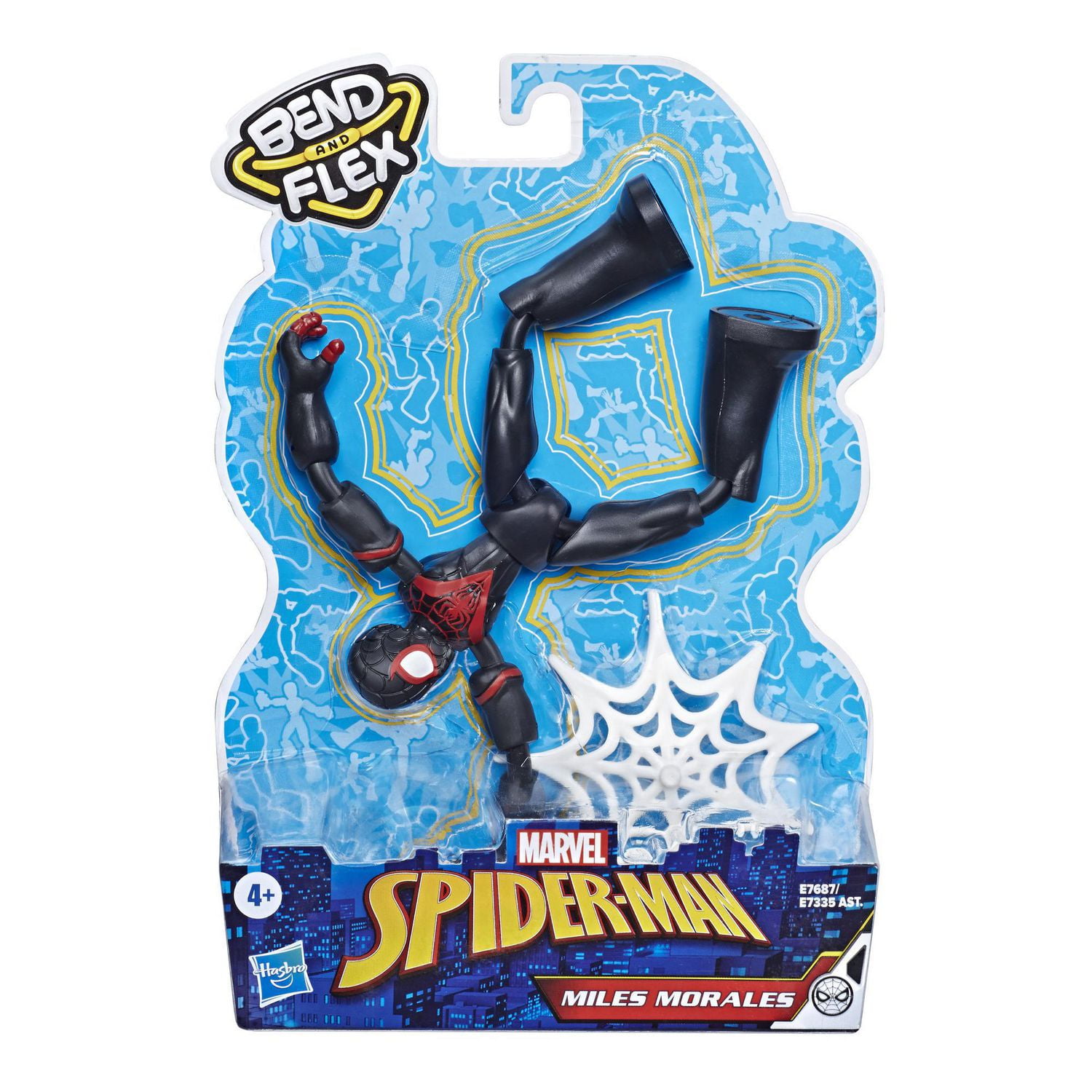 Marvel Spider-Man Bend and Flex - Figurine flexible Miles Morales de 15 cm, incluant accessoire