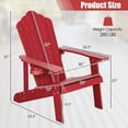 thumbnail image 3 of Costway Chaise Adirondack de Patio en HIPS avec Porte-Gobelet, Résistante aux Intempéries, Extérieur, 380 Lb, Rouge, 3 of 10