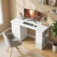 thumbnail image 2 of HOMCOM Computer Desk with 3-Tier Storage Shelves, Home Office Desk, White, 2 of 10