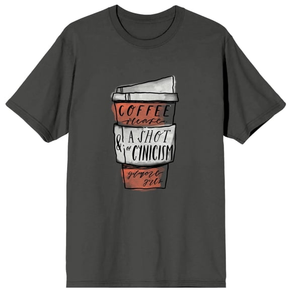 Gilmore Girls T-Shirt Gris Anthracite « Coffee Please »