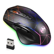 APPIE M30 Wireless Gaming Mouse, Rechargeable Computer Mouse Mice with Ergonomic Palm Rest, Rainbow Backlit Lights, 4 Levels DPI up to 3200, USB 2.4GHz Optical Mice for PC Laptop Desktop Gamer
