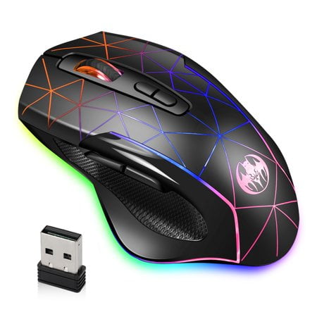APPIE M30 Wireless Gaming Mouse, Rechargeable Computer Mouse Mice with Ergonomic Palm Rest, Rainbow Backlit Lights, 4 Levels DPI up to 3200, USB 2.4GHz Optical Mice for PC Laptop Desktop Gamer