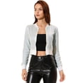 thumbnail image 1 of INSPIRE CHIC Cardigan Manteau Ouvert à Paillettes Scintillantes pour Femme, Fermeture Éclair, Blouson Bomber Court, Blanc, P, 1 of 7