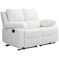 thumbnail image 1 of HOMCOM Fauteuil Inclinable à Deux Places en Cuir PU avec Accoudoirs, Blanc, 1 of 10