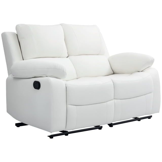 HOMCOM Fauteuil Inclinable à Deux Places en Cuir PU avec Accoudoirs, Blanc