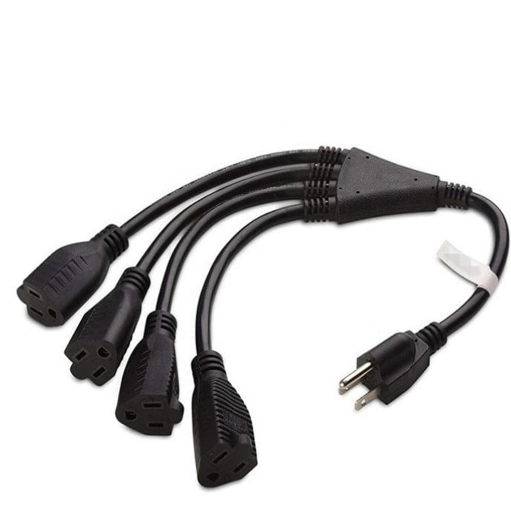 JUNWELL Outdoor 3-Outlet Power Splitter. 90-Degree Flat Plug 1 to 3 Way Outlet Adapter SJTW 16AWG 3-Prong Power Cord Extension Strip with Outlet Cover for Holiday Decoration String Light(