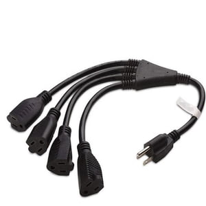 JUNWELL Outdoor 3-Outlet Power Splitter. 90-Degree Flat Plug 1 to 3 Way Outlet Adapter SJTW 16AWG 3-Prong Power Cord Extension Strip with Outlet Cover for Holiday Decoration String Light(