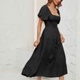 thumbnail image 5 of Robe d'Été pour Femmes 2024 Mode Grande Taille Unie Taille Haute Manches Bouffantes Robe à Taille Enveloppée Rabais de 50 % Liquidation!, 5 of 5