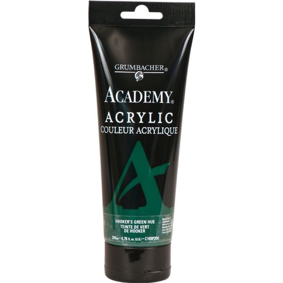 Grumbacher Academy Acrylic Paint, 200ml/6.8 oz. Plastic Tube, Hooker's Green Hue (C105P200)