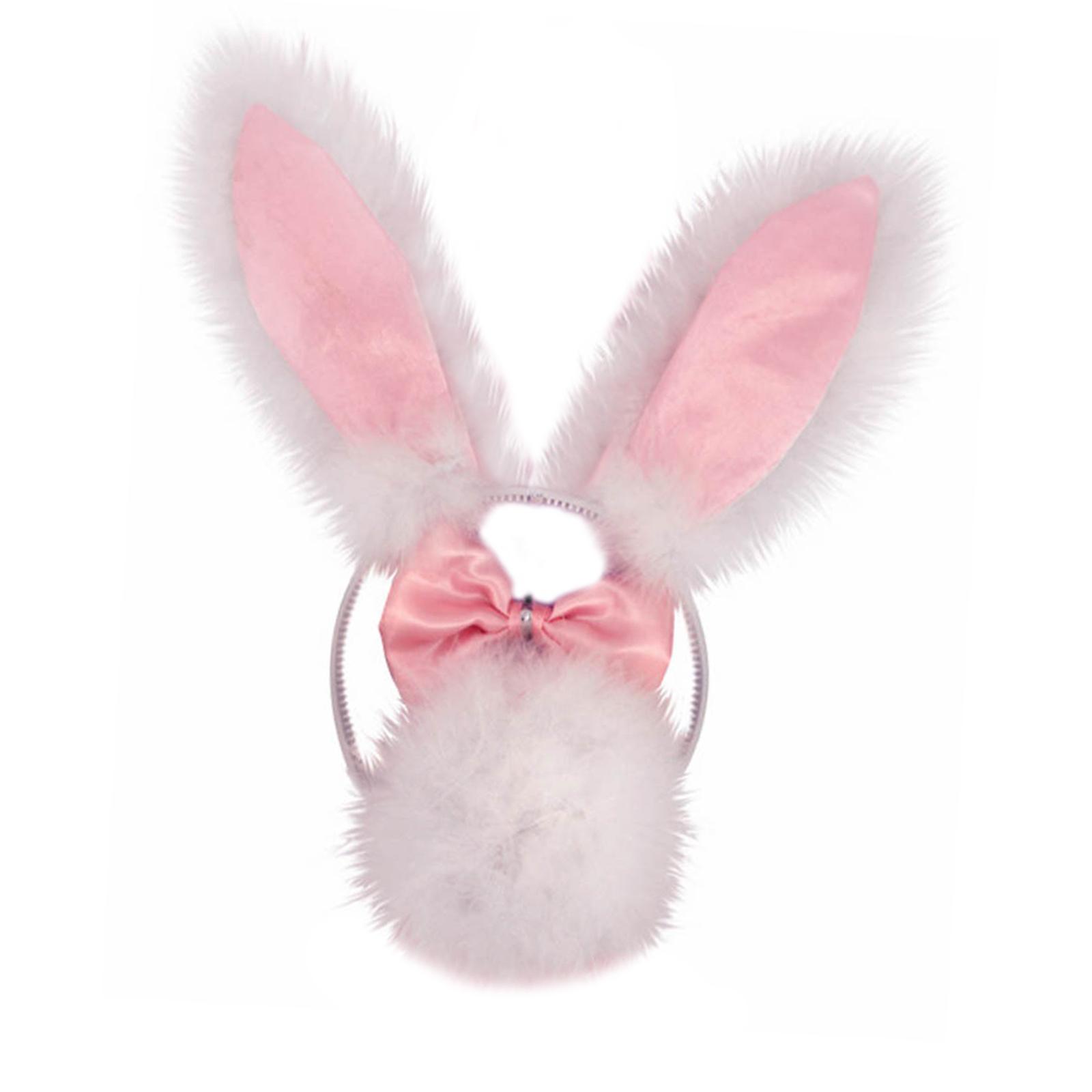 yingyy 3Pcs Bunny Costume Set Rabbit Ear Headband for asquerade Party Favors Light Pink M