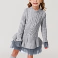 thumbnail image 2 of Splozh Robe d'Automne pour Filles Robe de Fête à Manches Longues de Printemps et d'Automne pour Filles Robe en Maille à Motif Gris, 5-6 Ans, 2 of 6