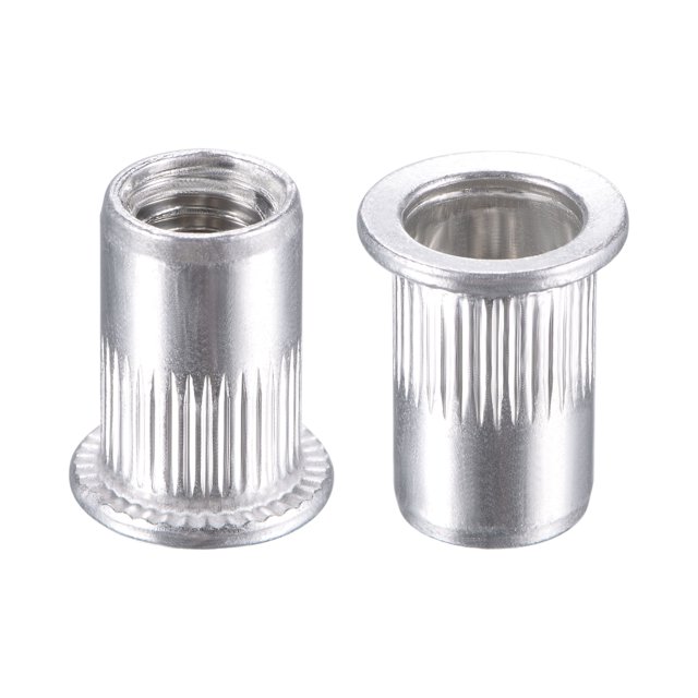 Unique Bargains M8 Rivet Nuts Aluminium Alloy Knurled Flat Head Threaded Insert Nut Silver 50 pcs