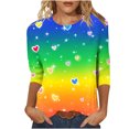 thumbnail image 1 of Haut Imprimé de Noël pour Femmes, Blouse à Manches 3/4 et Col Rond, Chemise des Fêtes pour Tenue Décontractée et Bureau, 1 of 8