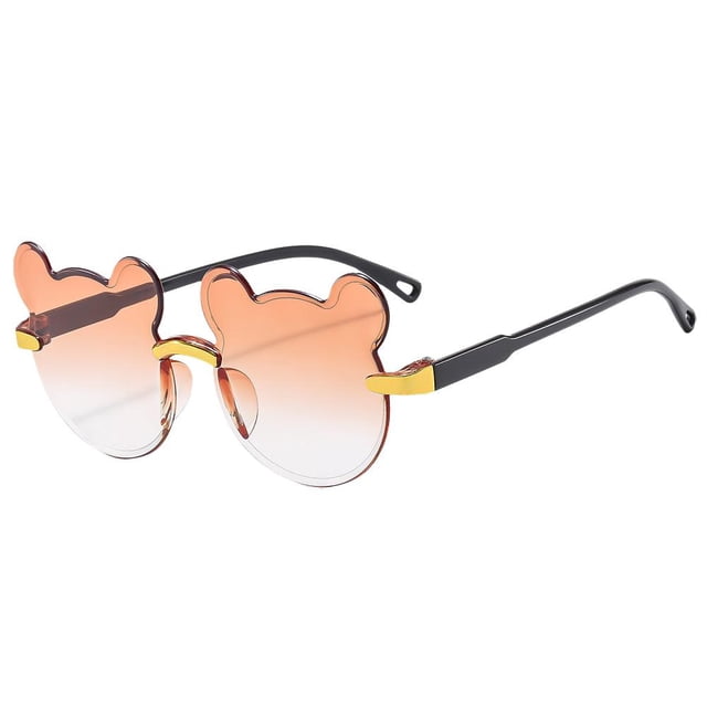 Lttoisl Lunettes de Soleil pour Enfants avec Ours Dessin Animé pour Garçons et Filles, Lunettes de Protection UV Style Fleur Mignonne, Lunettes d'Extérieur à la Mode pour Enfants