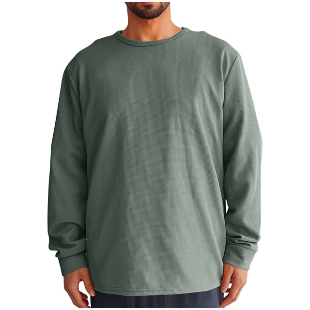 Jalioing Chandail à Col Rond pour Hommes Décontracté à Manches Longues Chandail Texturé Couleur Unie Basique Ample