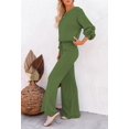 thumbnail image 3 of ORUYROP Ensemble de Pull 2 Pcs pour Femmes Haut Court à Manches Longues et Pantalon Large, 3 of 5