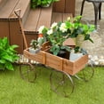 thumbnail image 3 of Gymax Jardinière pour Plantes de Jardin Chariot en Bois avec Roue Jardin Cour Brun, 3 of 10