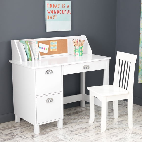 KidKraft Kid/Children Study Desk with Drawers & Chair Set - White | 26704