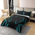 thumbnail image 3 of Erosebridal Neon Geometry 100% Cotton Comforter Cover Full, Abstract Checkered Bedding Full Size, Stripe Room Decor, Reversible 3pcs（No Comforter）, 3 of 6