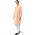 thumbnail image 2 of Cotton Kurta Pyjama Indian Traditional Printed Men (Peach, XXL), 2 of 6