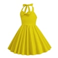 thumbnail image 4 of TopLLC Robe Sans Manches Col Rond Robe d'Été pour Fille Col Suspendu et Fermeture à la Taille Couleur Unie Robe Rétro pour Enfants Robe Fille, 4 of 5
