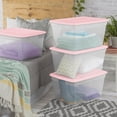 thumbnail image 4 of Sterilite 55 Liter Storage Box, Clear Plastic Storage Bin with Snap-on Lid, Pink, 4 of 5