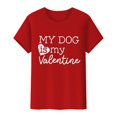 thumbnail image 4 of Tittly T-Shirts pour Femmes T-Shirts Graphiques Saint-Valentin Mon Chien Est Mon Valentin Imprimé Chandail Décontracté Imprimé Col Rond T-Shirt Chandail pour Femme T-Shirt T-Shirts Chemises Hauts pour Femmes Rouge G, 4 of 8