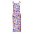 thumbnail image 4 of QATAINLAV Womens Loose Fit Wide Leg Overalls with Pockets Cotton Linen Sleeveless Spaghetti Strap Baggy Romper Easter Rabbit Egg Graphic Jumpsuits Multicolor S Holiday Sales, 4 of 6