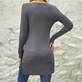 thumbnail image 3 of SROBPTY Longues Chandails à Manches pour Femmes, Mode pour Femmes à Manches Longues à Col Rond, Taille Pincée, Long Gris Foncé, S, 3 of 4