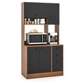 thumbnail image 1 of Giantex Microwave Stand Cabinet, Freestanding Kitchen Storage Pantry, Black+Walnut, 1 of 10