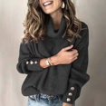 thumbnail image 2 of 2025 Femmes Ample à Boutons Manche États-Unis Chandails Cardigan Femmes Hauts Tricotés Chandail Col Roulé Chandail Duveteux pour Femmes Chandail Long, 2 of 7