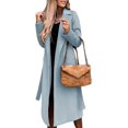 thumbnail image 1 of LinYooLi Trench Coats for Women Casual Lapel Long Solid Color Wrap Coat Wool Blend Overcoat Shacket Jacket, 1 of 4