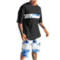 thumbnail image 2 of Weiqiqre Ensemble Décontracté 2 Pcs pour Homme, T-Shirt à Manches Courtes Graphique et Short de Survêtement à Taille à Cordon, 2 of 5