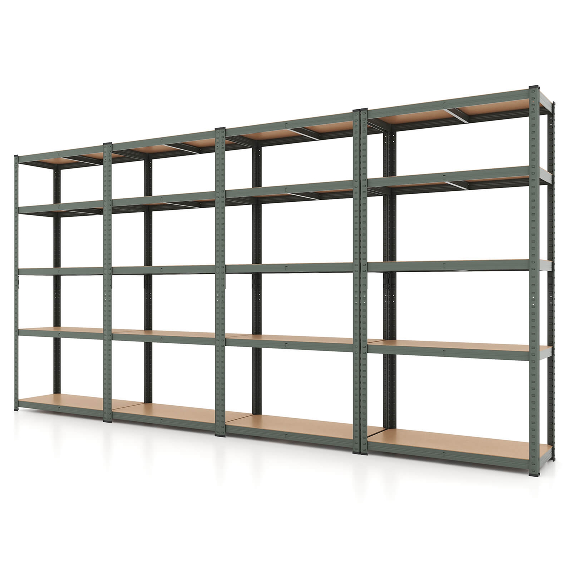 Costway Unité de Rayonnage de Garage Ajustable 4 Pcs 5 Niveaux avec Charge Max 2000 lbs pour Entrepôt Gris