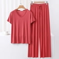 thumbnail image 1 of Weiqiqre Ensemble de Pyjama en Satin pour Femmes Pyjamas Rafraîchissants Ensembles d'Été Assortis Manches Courtes Ensemble de Détente Femmes, 1 of 3