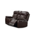 thumbnail image 1 of Causeuse Inclinable Électrique en Cuir Véritable Brun avec Chargeurs USB, 1 of 2