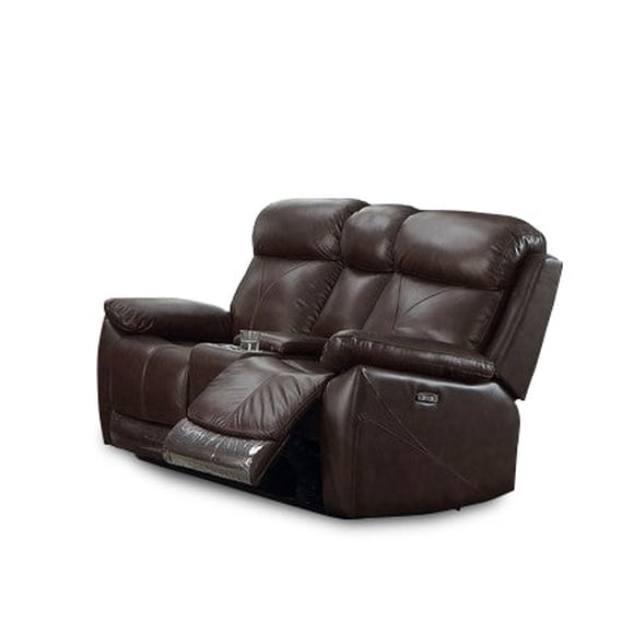 Causeuse Inclinable Électrique en Cuir Véritable Brun avec Chargeurs USB