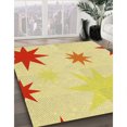 thumbnail image 3 of Ahgly Company Tapis d'Intérieur Lavables à la Machine, Carrés, Transitionnels, Jaunes, Tapis de Zone, 7 Pieds Carré, 3 of 7