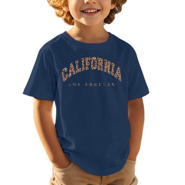 PMVFHDE Short Sleeve Tunic Tops for Boy Boys And Girls Printed Top Children Casual Sports Comfortable Loose Cute Short Sleeved T Shirt Navy,8-9 Years