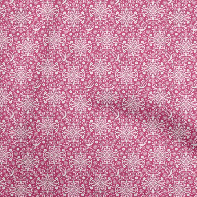 oneOone Polyester Spandex Pink Fabric Asian Ornamental Sewing Craft Projects Fabric Prints By Yard 56 Inch Wide