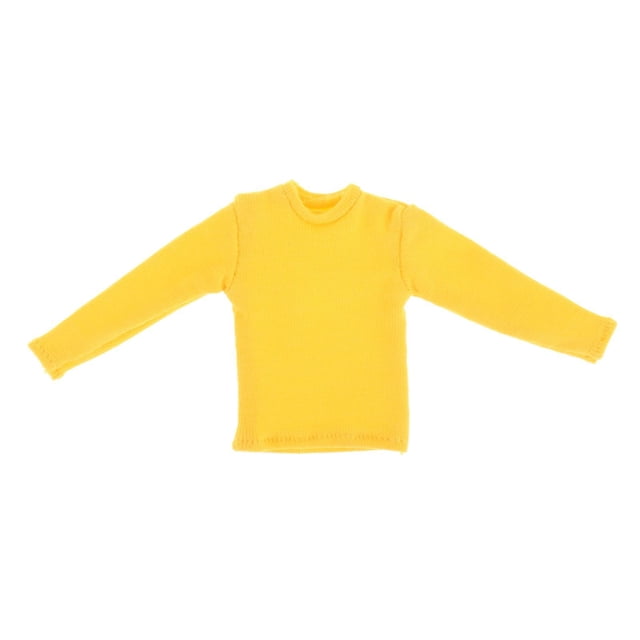 Chemise Mini à Manches Longues à l'Échelle 1/12 Durable Mode Décontractée Uniforme Tenue Costume Jaune