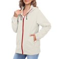 thumbnail image 2 of Comdrip Veste Légère pour Femmes! Veste Chaude Coupe-Vent Imperméable à Blocs de Couleur pour Femmes, Coupe-Vent d'Extérieur, Veste de Randonnée, Veste de Randonnée pour Femmes Légère Beige G, 2 of 5