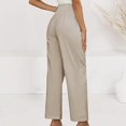 thumbnail image 4 of Timegard Lounge Pants for Women Elastic Waisted Button Straight Leg Ruched Casual Trousers with Pockets, 4 of 5