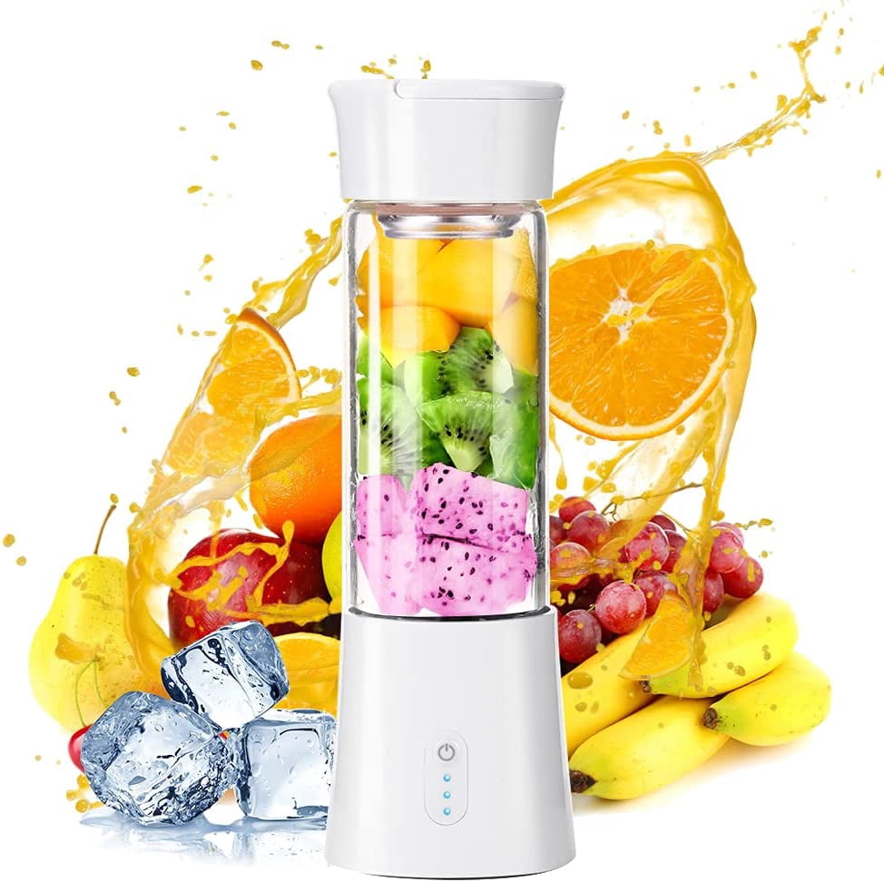 Mini Blender Smoothie Blender, Portable Blenders Fruit Blender, Electric USB Rechargeable Blender, 6 3D Blades, 380ml Milkshake Fruit Juice Blender for Sport and Travel
