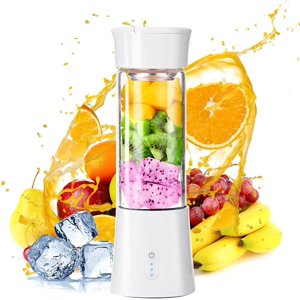 Mini Blender Smoothie Blender, Portable Blenders Mélangeur de fruits, électrique USB Mélangeur rechargeable, 6 3D Les lames, 380ml Mélangeur de jus de fruits de milkshake pour le sport et les voyages