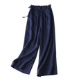 thumbnail image 2 of Mefallenssiah Women'S Spring Summer Solid Color Leisure Retro Drawstring Side Frenulum High Waist Broad Leg Pants Plus Size Pants, 2 of 6